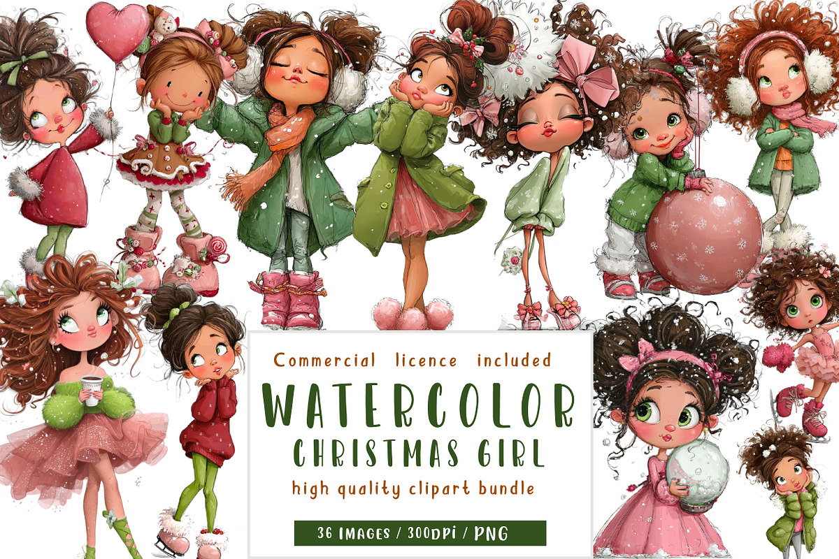 Christmas girl clipart, an Illustration by CreationArt (Photo 1 of 5)