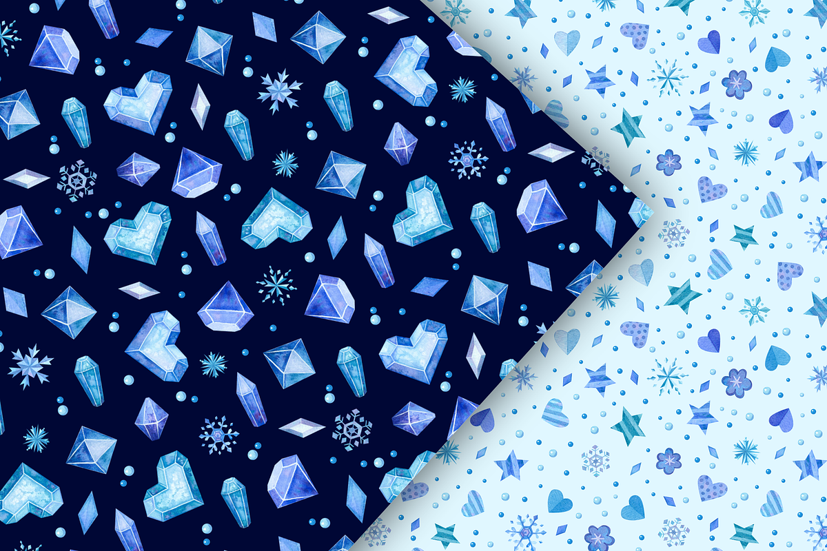 Crystal Hearts Clipart, Patterns, a Decorative Illustration by Valin Malin (Photo 11 of 13)