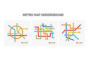 Underground Metro Map Tiny Icon Set.