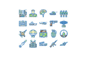 Army Soldier And War Technics Icons, an Object Illustration by pikepicture