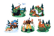 Hunters hunting, shooting in forest, a Person Illustration by PaperTrident (Thumbnail 1 of 6)