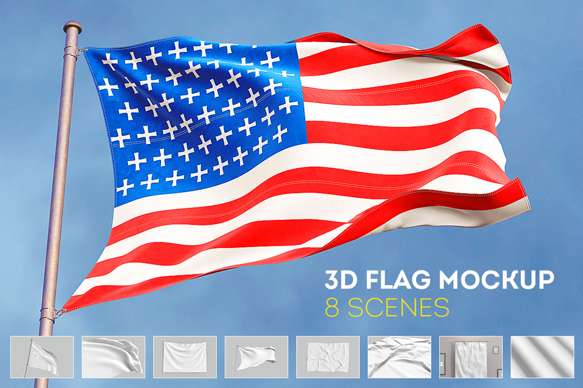 3D Flag Mock-Up, an Advertising Mockup by WebAndCat (Photo 1 of 20)