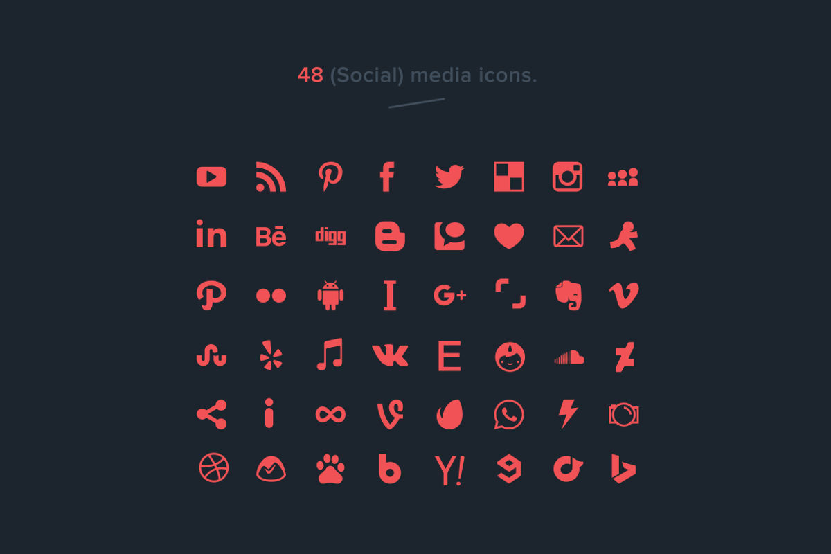 48 social media icons (vector), an Icon by Pixelstudio
