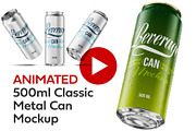 500ml Classic Can Mockup | ANIMATED, a Packaging Mockup by AY Mock-Ups (Thumbnail 1 of 15)