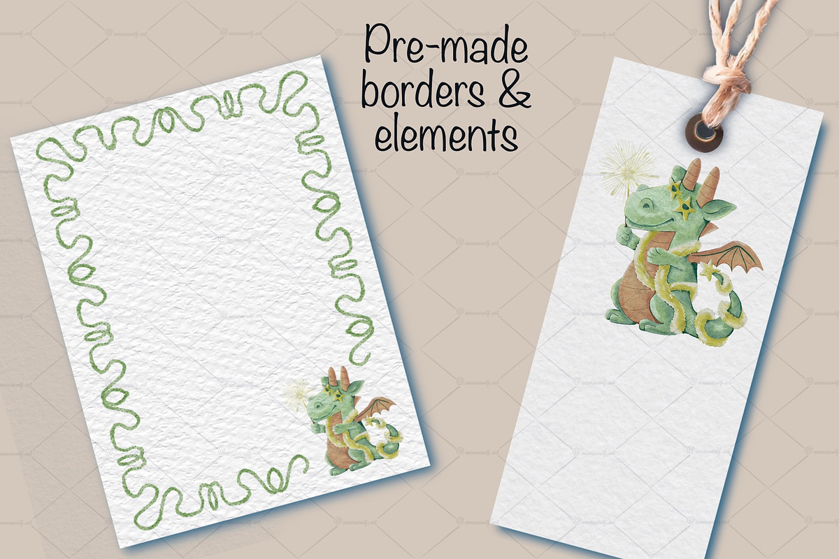 Seasonal Watercolor Dragon Clipart, an Illustration by Amarawolf's Art (Photo 13 of 19)