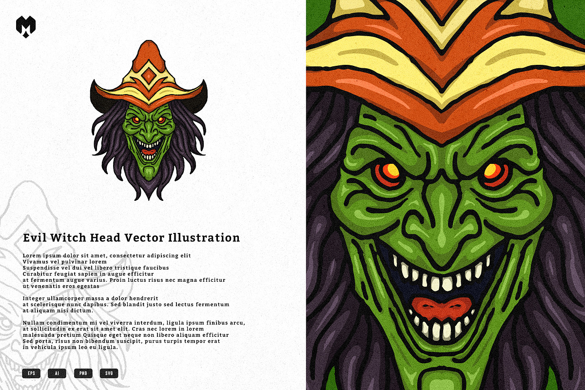 Evil Witch Head Vector illustration, an Illustration by MEANDSTUDIO (Photo 1 of 3)