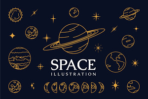 Space Illustration - Monoline