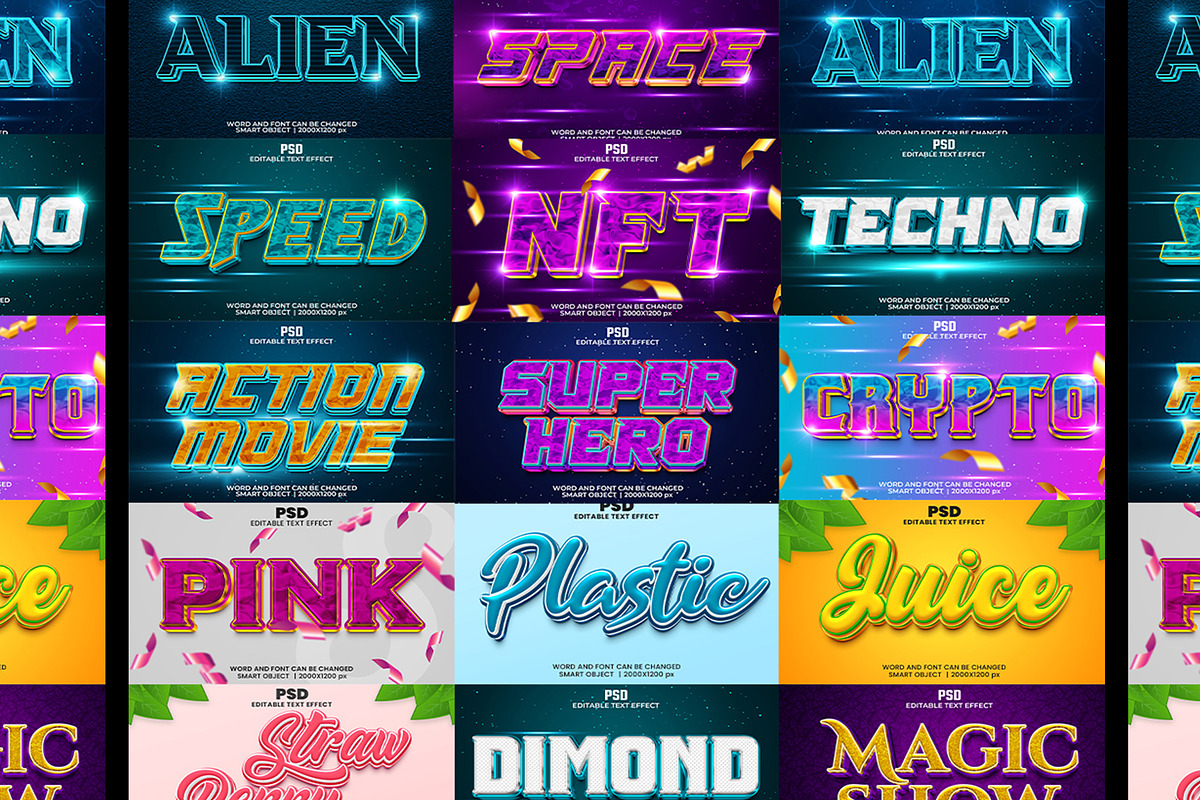 Photoshop 3d Text Effect Bundle 2, a Layer Style Add-On by bdrobin (Photo 1 of 16)