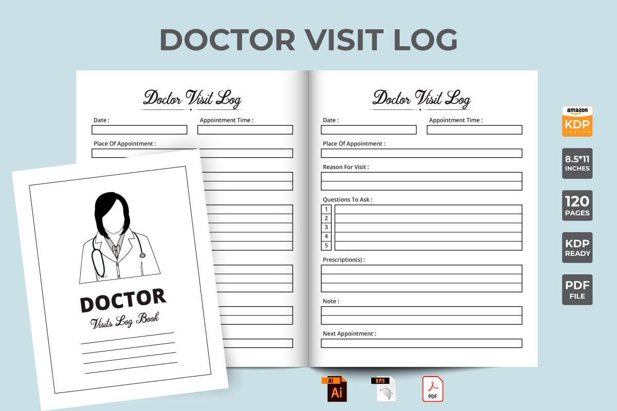 doctor-visit-log-kdp-interior-vector-creative-market