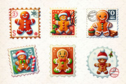 Christmas Gingerbread Postage Stamps, a Work Illustration by Dream Creation (Thumbnail 2 of 4)