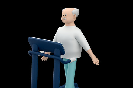 Senior man character walking