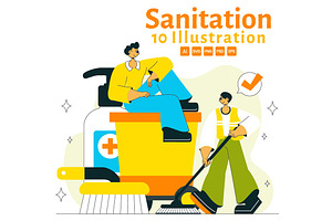 10 Sanitation Vector Illustration, a Person Illustration by denayunebgt