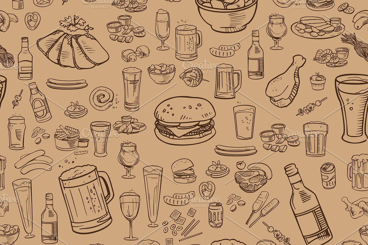 Pub Foods&Drinks | Doodle Vector, a Pattern Graphic by Red Spruce's Vector Shop (Photo 10 of 11)
