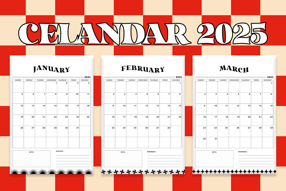 Calendar 2025 | Monochrome, a Poster Template by Emilly Studio (Photo 2 of 3)