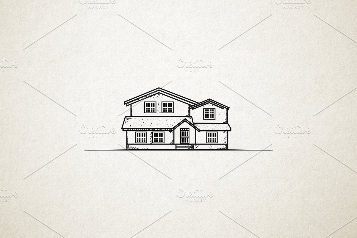 Hand drawn houses illustrations set, a Texture Illustration by Piro Concept (Photo 5 of 5)