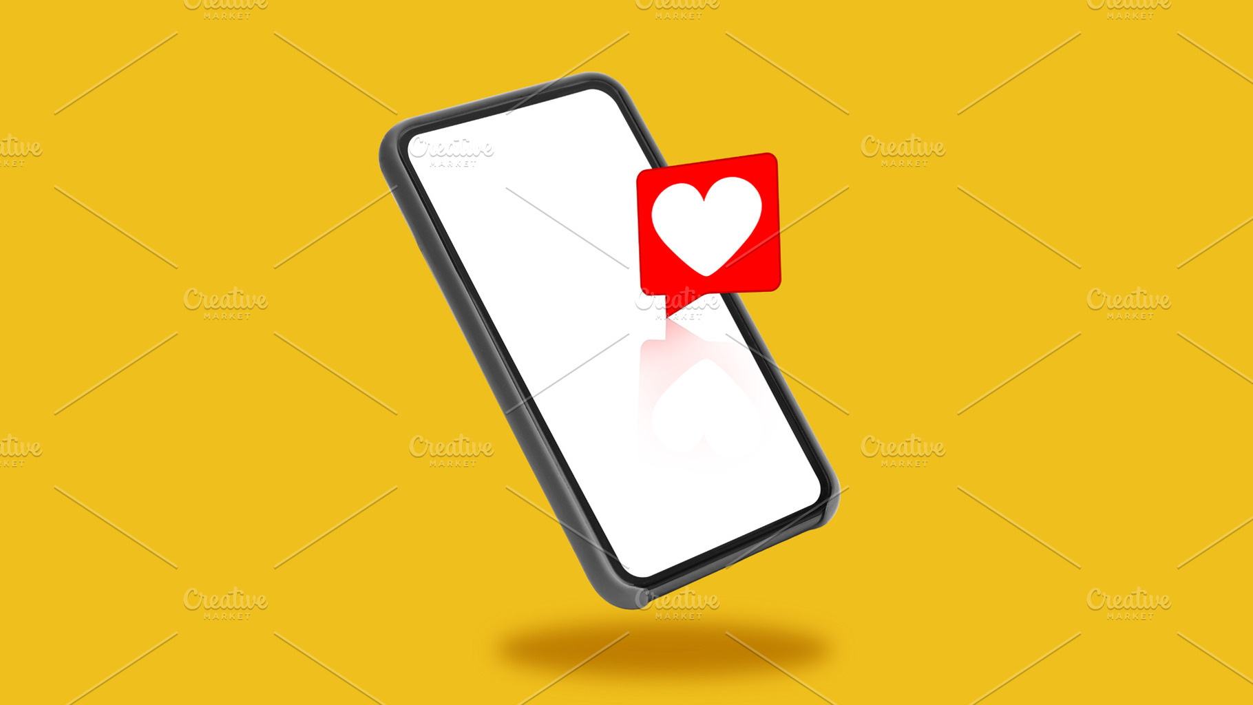 Smartphone With Empty Screen And Heart Icon Over Yellow Background, a Photo by Prostock-Studio