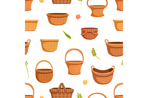 Wicker basket seamless pattern, an Illustration by Valerie Bodnar