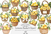 Watercolor Lemons Basket Clipart, an Illustration by Design Market (Thumbnail 1 of 4)