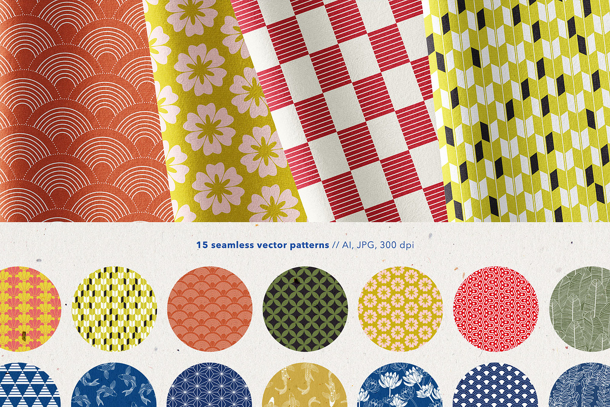Japanese pattern and elements set, a Pattern Graphic by likorbut (Photo 2 of 9)