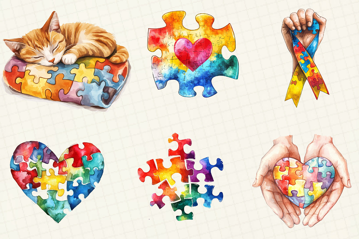 Autism Puzzle Sublimation Clipart, an Illustration by OK Design (Photo 5 of 5)