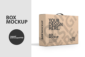 Cardboard Box With Handle PSD Mockup