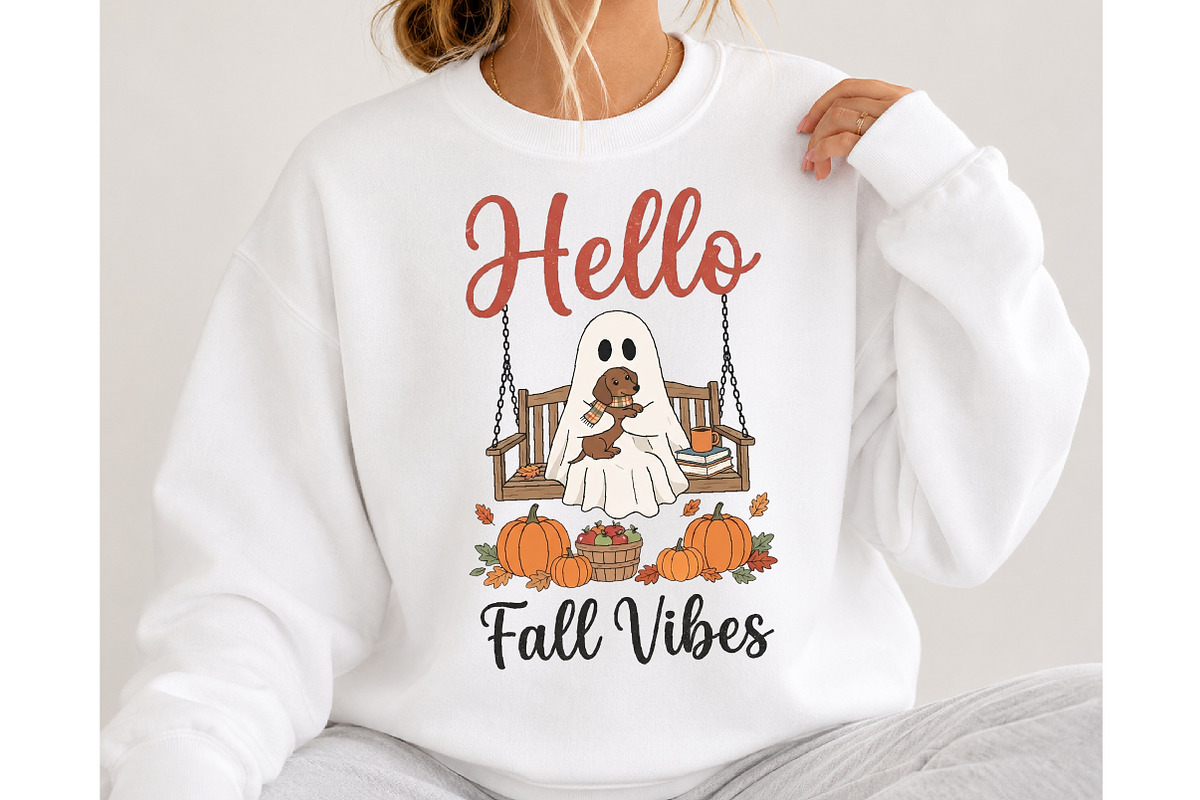 Hello Fall Vibes Ghost PNG, an Object Illustration by DreamCafeArt (Photo 4 of 7)