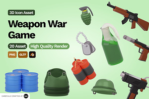 3D Weapon War Game Element Icon