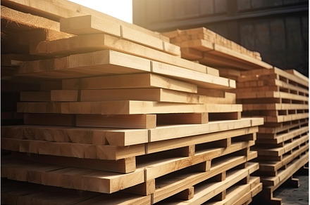 Solid wood deck board stack for, an Industrial Photo by Neirfy