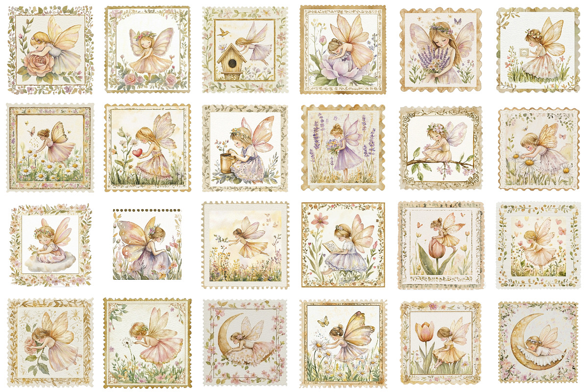 Whimsical Spring Fairy Postage Stamp, an Illustration by designcity5 (Photo 2 of 5)
