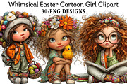 Whimsical Easter Cartoon Girl Clipar, an Illustration by Daily.Designs (Thumbnail 1 of 7)