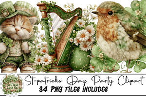 St-patricks Day Party Clipart, an Illustration by DreamArtGraphic