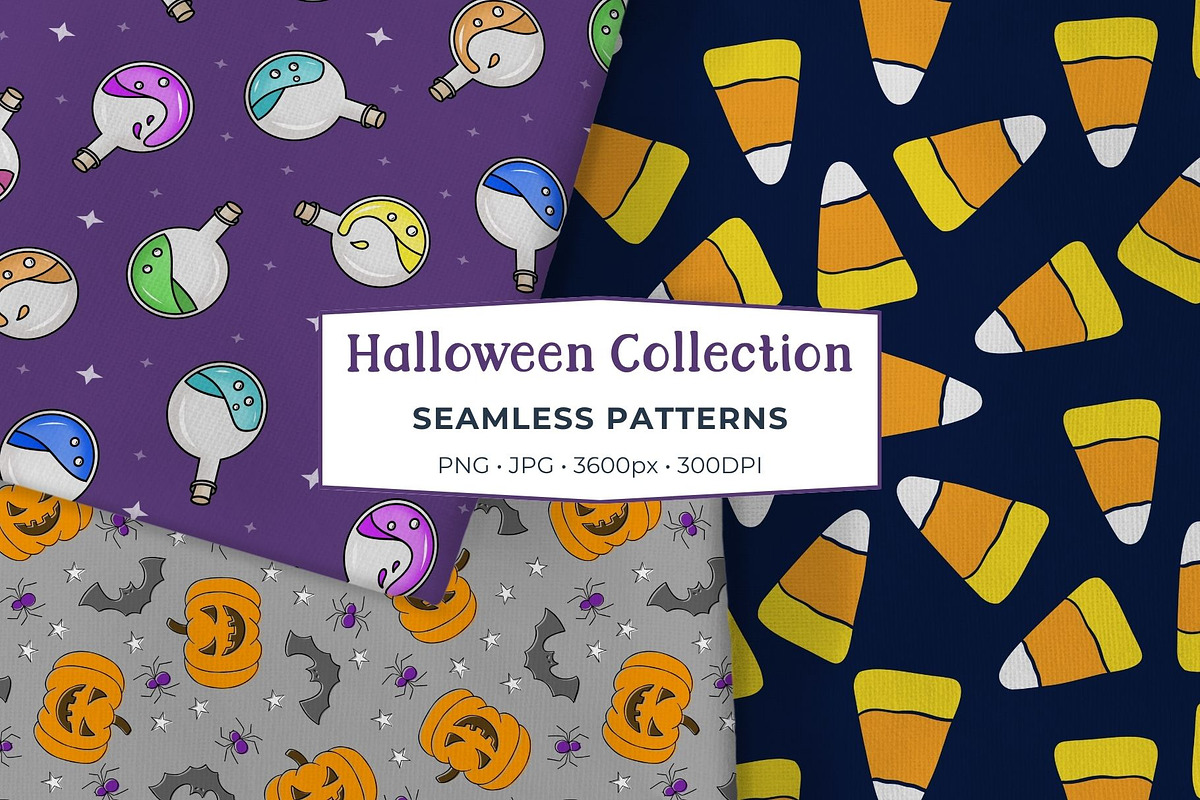 Halloween Seamless Pattern Set of 6, a Pattern Graphic by Fern & Quill (Photo 1 of 10)