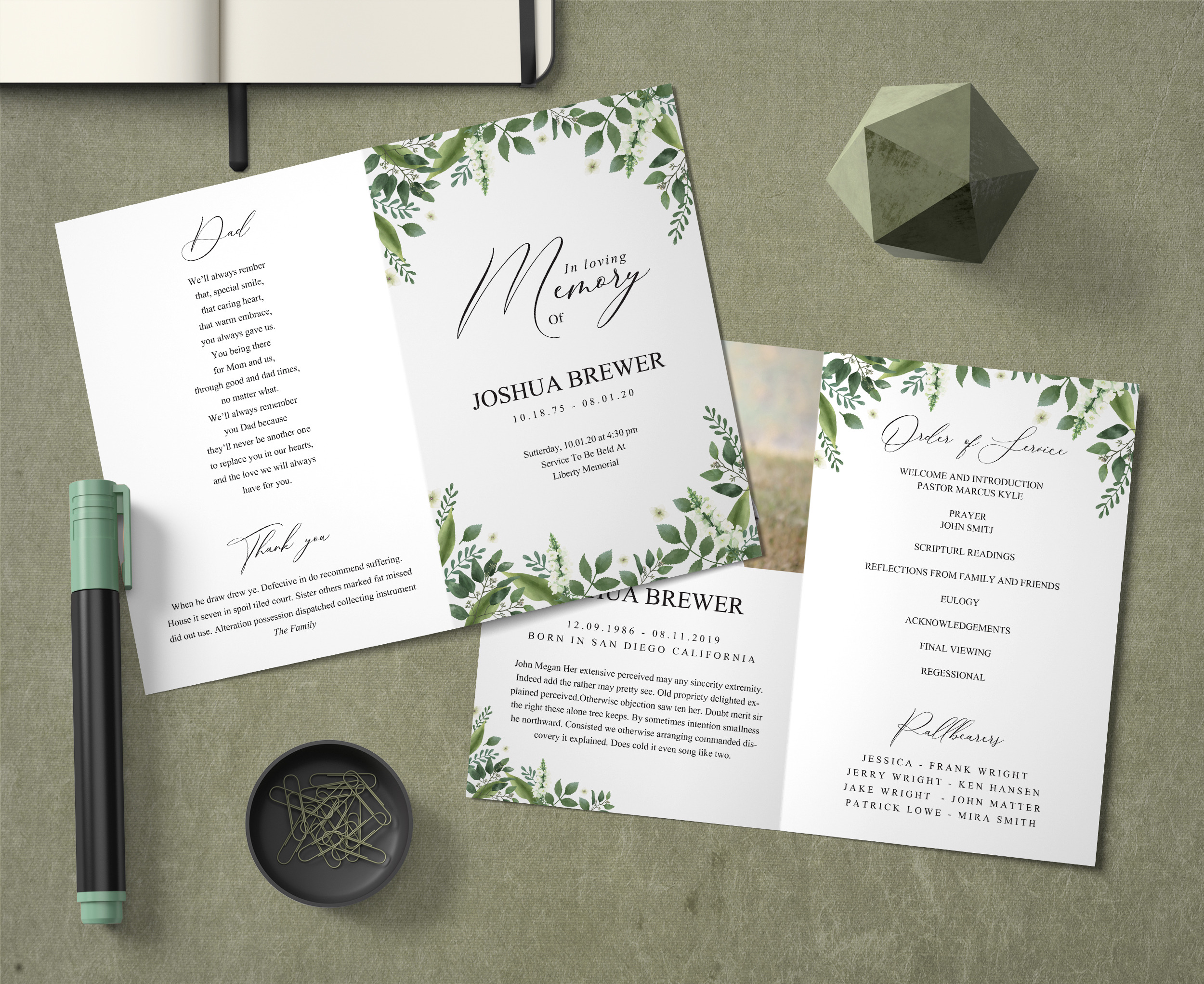 Funeral Program Template, an Invitation Template by TemplatesForest