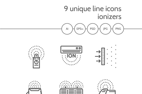 Ionizers Line Vector Icons