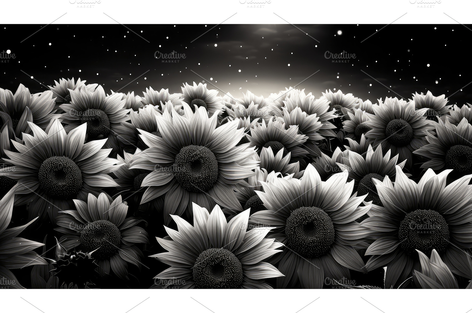 nature black and white sunflowers ai, a Nature Photo by pikepicture