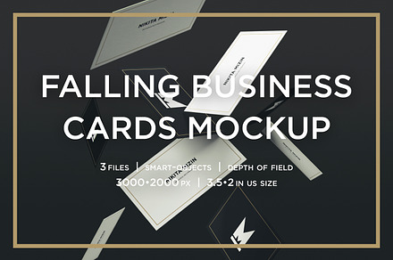Falling Business Cards Mockup