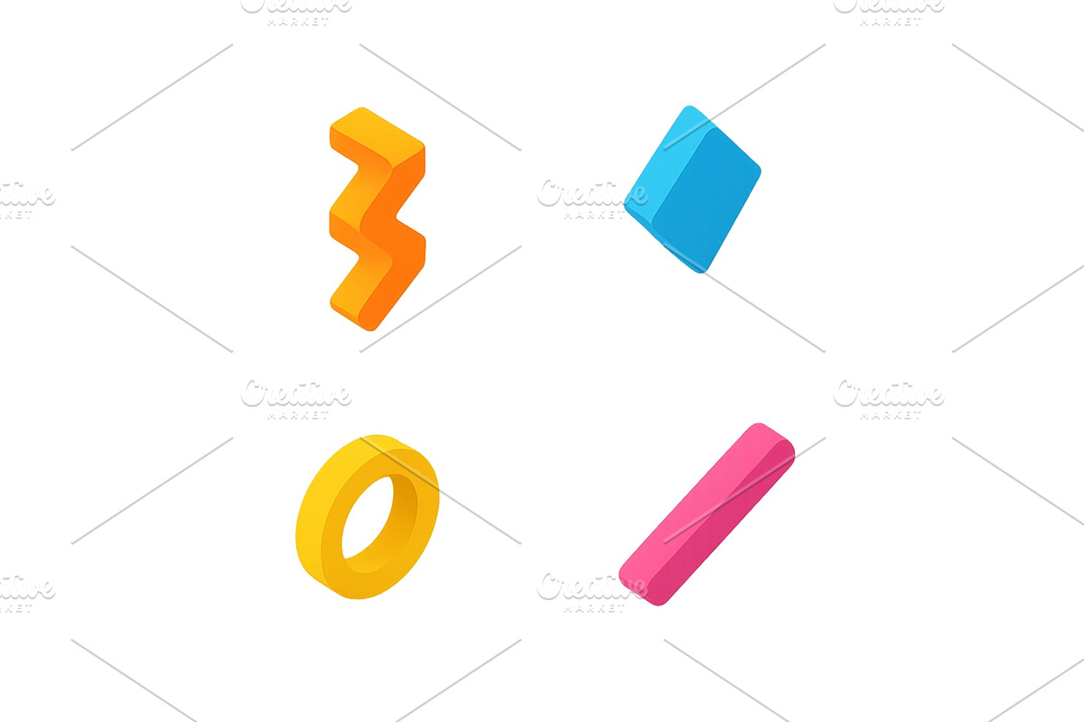 Colorful geometric shapes on a white, an Illustration by ZinetroN