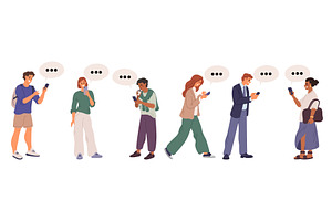 Men and women with cell phones in, a Person Illustration by Vectorbuum