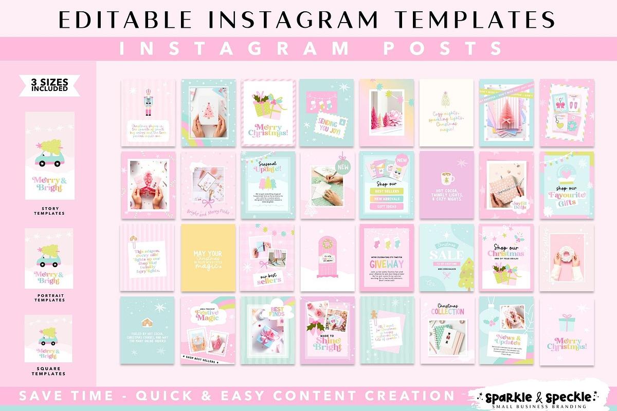 Pastel Christmas Instagram Templates, a Social Media Template by Sparkle & Speckle (Photo 3 of 8)