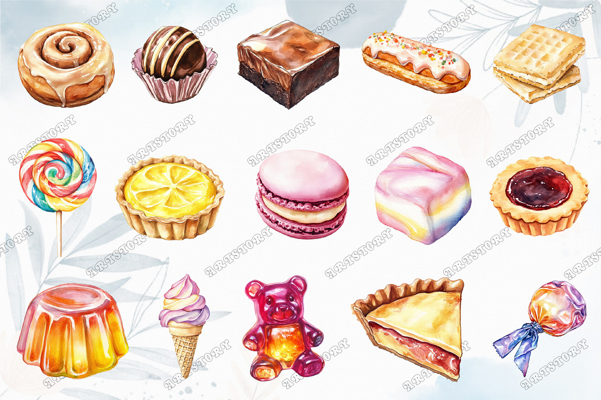 Watercolor Sweet Flavors Clipart, an Illustration by designcity5 (Photo 2 of 5)