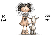 Whimsical Floral Girl and Baby Goat, an Animal Illustration by GiraffeCreative (Thumbnail 16 of 20)