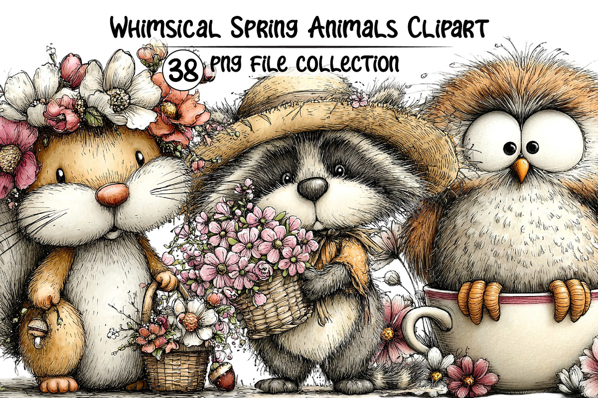 Whimsical Spring Animals Clipart, an Illustration by Dream Creation (Photo 1 of 4)