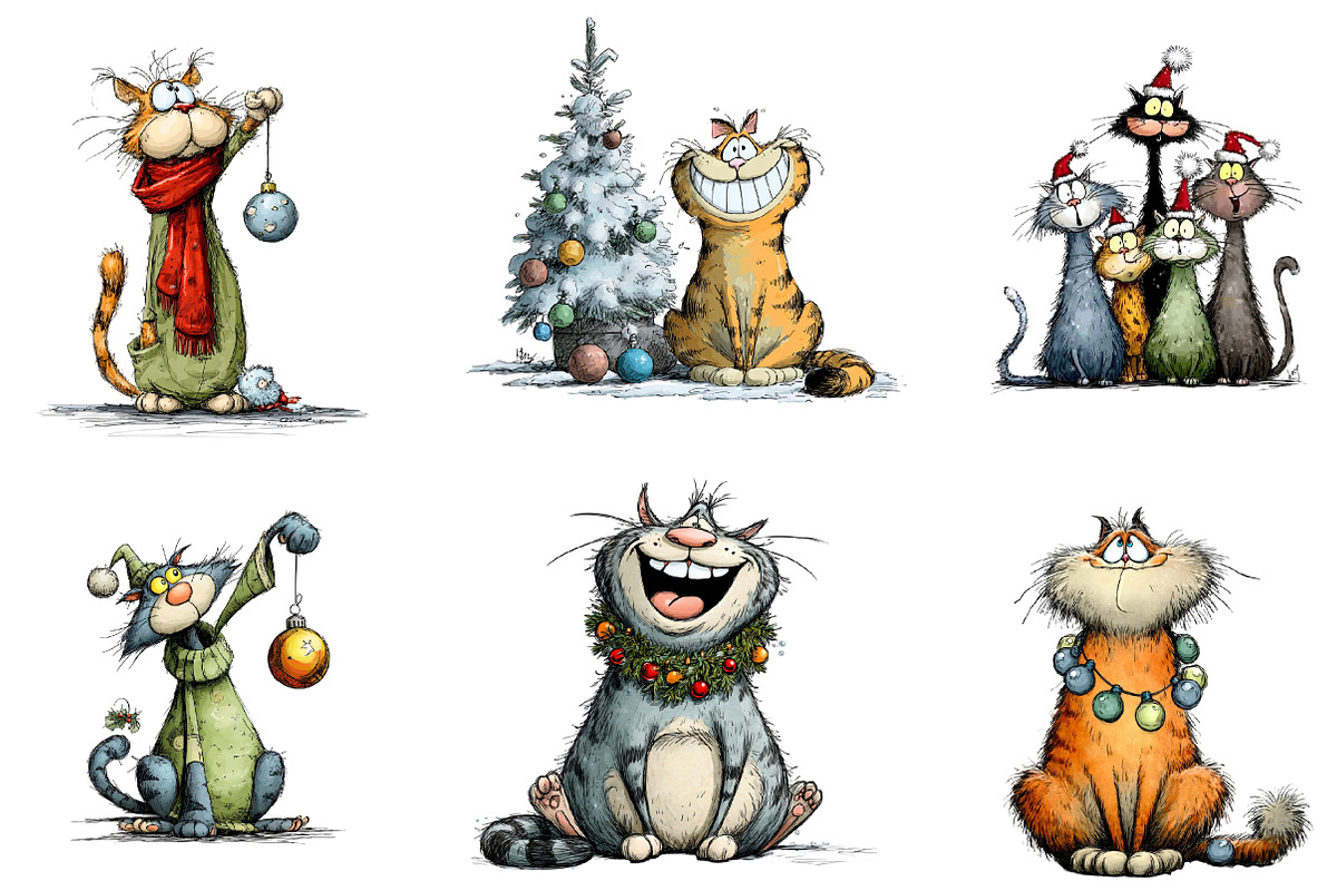 Quirky Cats Clipart, an Illustration by CreationArt (Photo 5 of 5)