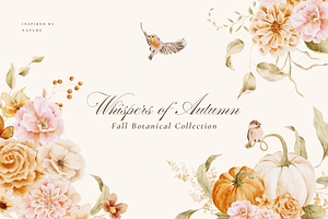 Autumn Watercolor Florals & Pumpkins, a Seasonal Illustration by Altea Design Studio