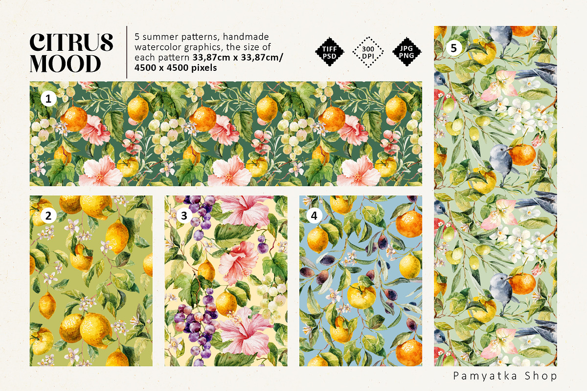 Citrus mood-summer seamless patterns, a Pattern Graphic by Pamyatka Shop (Photo 2 of 13)