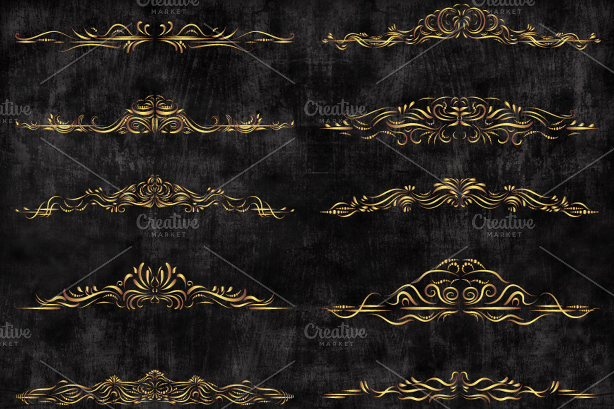 Gold text divider border clip art, a Decorative Illustration by Pravokrugulnik (Photo 1 of 7)