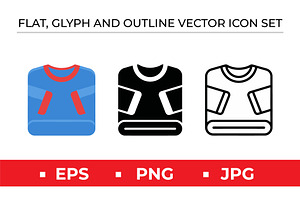 Sweatshirt Icons Vector Blue Black, an Outline Icon by Artonix