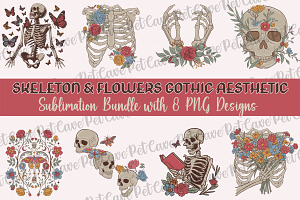 Skeleton & Flowers Graphics Bundle, a Graphic by Pet Cave