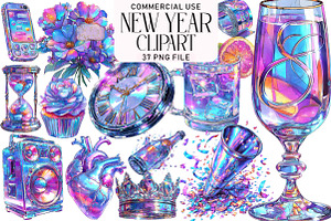 New Year Clipart, an Illustration by Daily.Designs