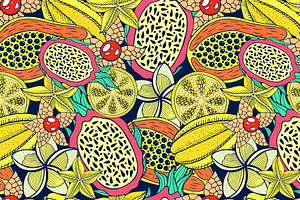 Tropical Fruits Seamless Pattern